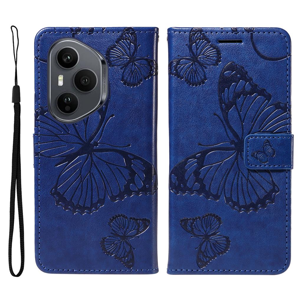 Для Honor 400 Pro 5G (Глобальный) Чехол-кошелек Кожаный чехол для телефона с цветочным тиснением и бабочками Подставка