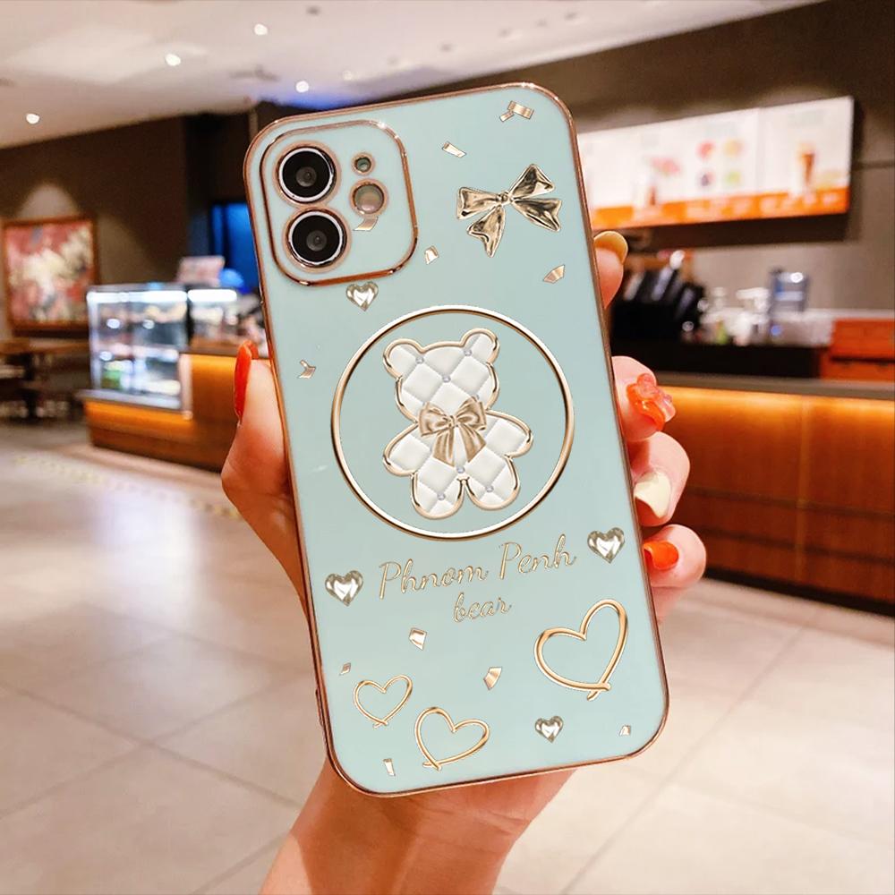 Для Honor 90 70 50 X7a X9a P30 Pro P40 Lite Infinix Hot 40i 30i Vivo Y22 Y18 V30 Pro V40 Мягкий чехол для телефона TPU с рисунком сияющего медведя