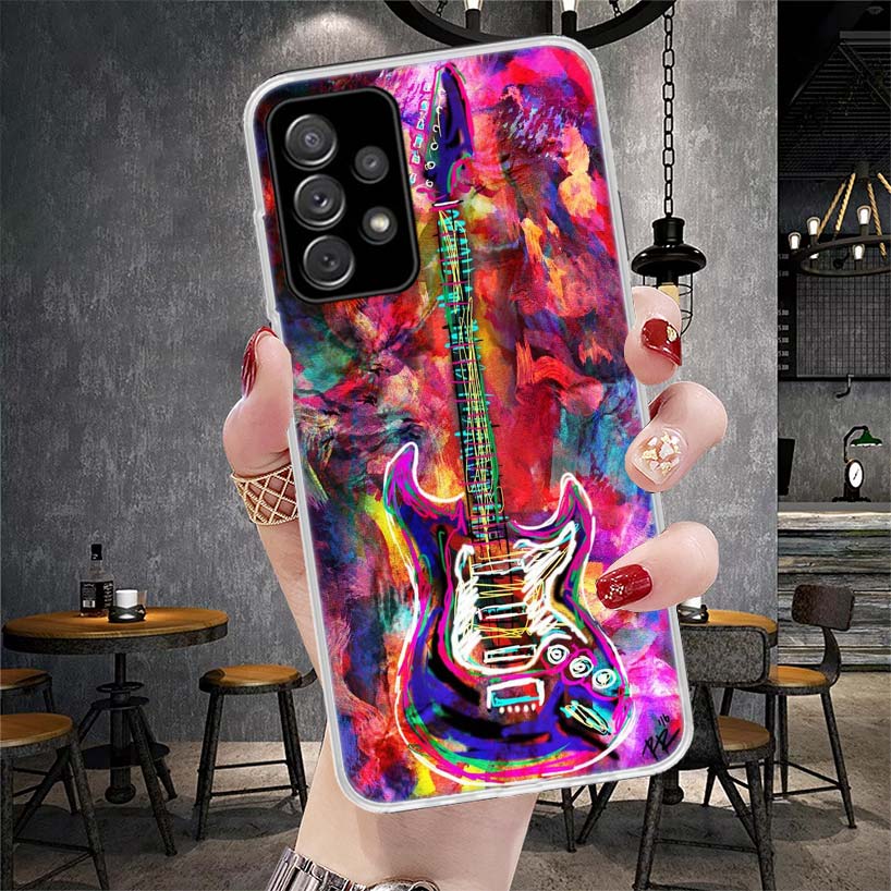 YA763-Нотный лист Музыкальный Скрипка Гитара Чехол для телефона Для Samsung Galaxy A13 A14 A15 A16 A17 A53 A54 A55 A56 A57 A33 A34 A35 A36 A3