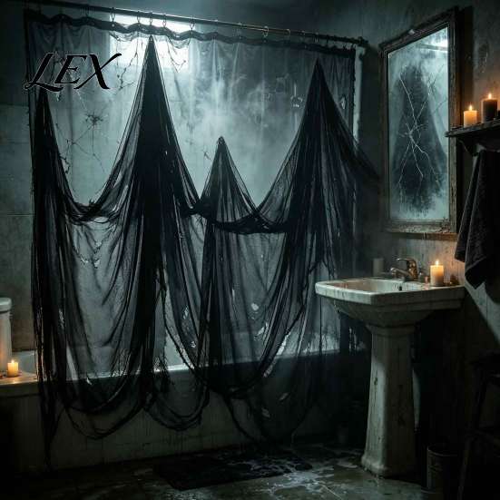 Large Scary Fabric for Walls Halloween Gauze Fabric, White/Black Creepy Cloth Spooky Hanging Decorations Haunted House Decorations, Indoor Outdoor