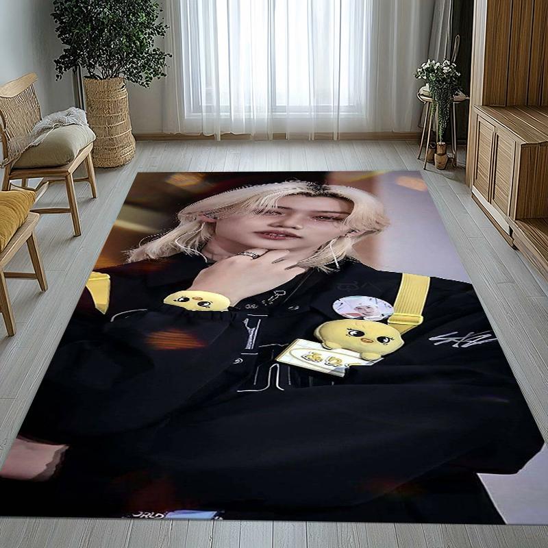 Felix Kpop Stray Kids Star Living Room Non-Slip Area Rug Soft Carpet for Bedroom Kids Playroom Sofa,Home Decor Doormat Gift