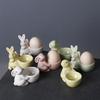 Ceramic Bunny Egg Cup Breakfast Table Decor Egg Holder Rabbit Egg Stand for Soft Boiled Eggs Home Easter Decoration
