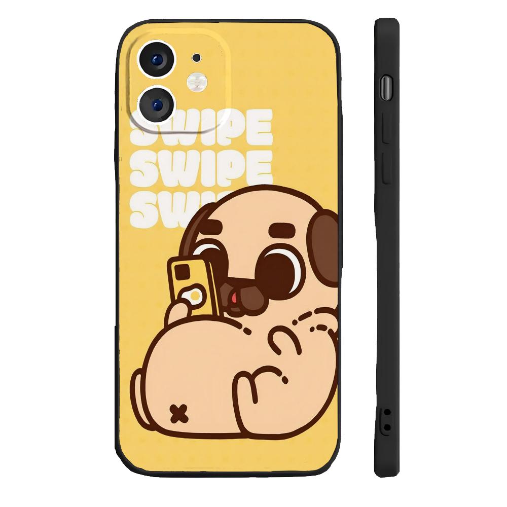 Чехол для телефона P-Puglie Dog Pug силиконовый мягкий для iPhone 16 15 14 13 12 11 Plus Pro Max Plus