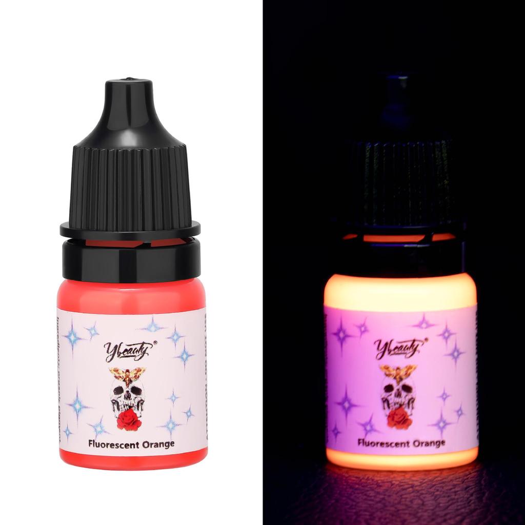 Флуоресцентные чернила для татуировок Набор из восьми цветов: Светящийся пигмент для макияжа для практики татуировки