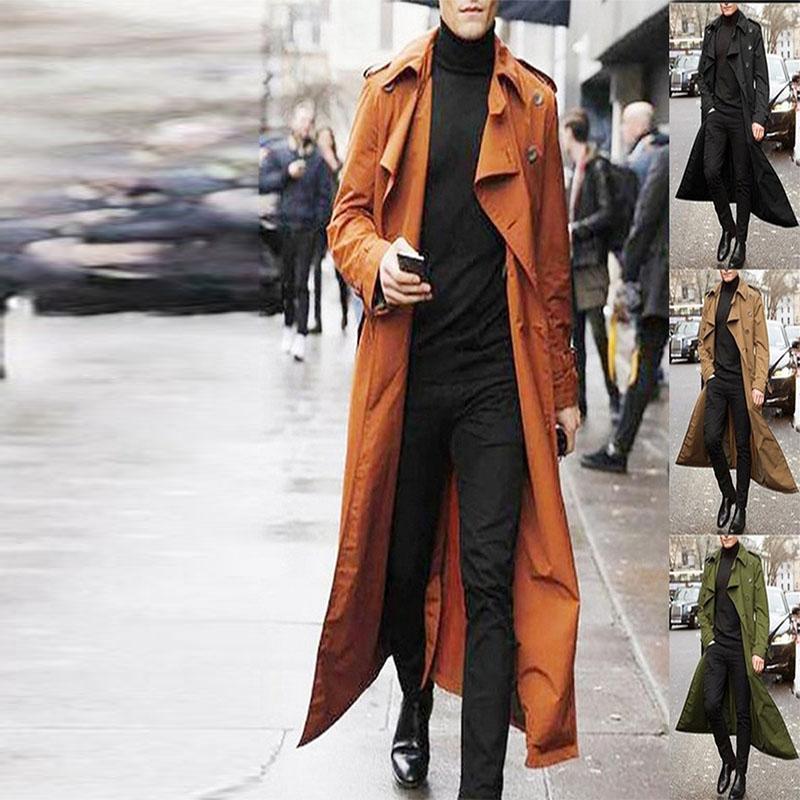 Мужской повседневный плащ, модные осенние и зимние длинные куртки, повседневные облегающие пальто больших размеров, однотонные теплые пальто, толстые мужские куртки