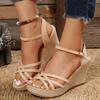 Fashion Fashion Wedges Shoes for Women 2024 Summer Platform High Heels Sandalias Mujer Thick Bottom Ankle Strap Gladiator Shoes Woman