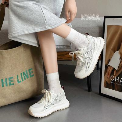 Сетчатые дышащие универсальные кроссовки на плоской подошве Forrest Gump женские 2025 лето на высокой платформе спортивные и для отдыха студенческие папины кроссовки