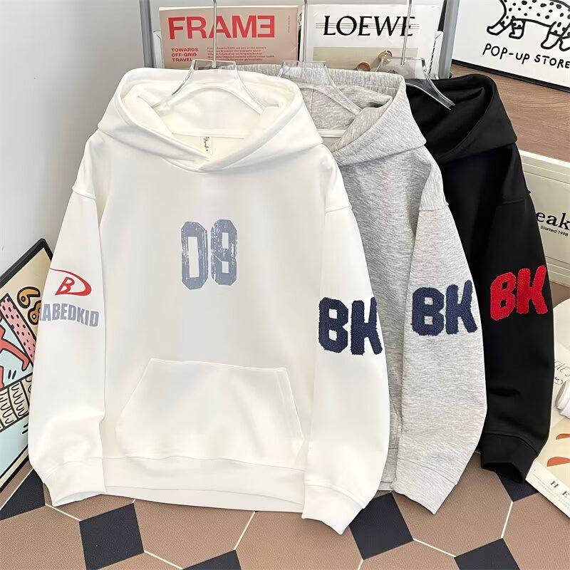 Autumn Unisex Letter Print Embroidered Hoodie - Casual Trendy Loose Fit