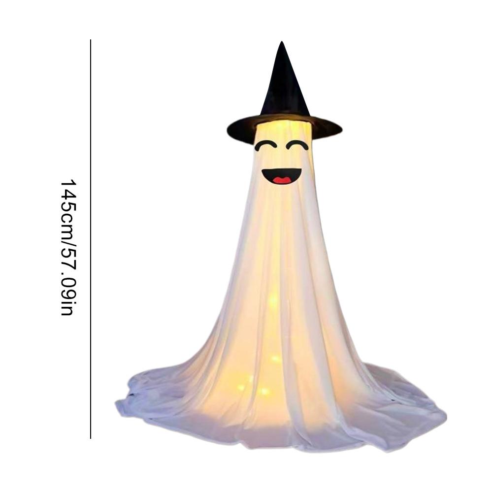 2Pcs LED Glowing Cute Ghost Ornament Battery Powered Light-Up Tripod Ghost Statue IP44 Waterproof for Indoor Bar Party Fireplace