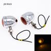 1 Pair Universal 12V Retro Metal Chrome Motorcycle Turn Signals Indicator Halogen Light Bulb Lamp Vintage Amber for Harley