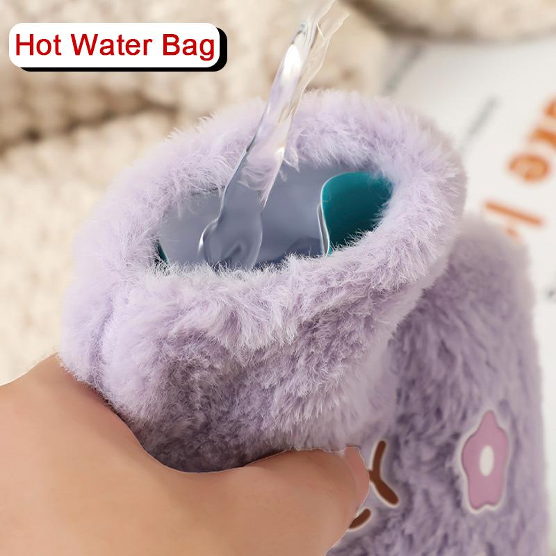500ML Hot Water Bag Plush Cartoon Kawaii Bear Rabbit Animal Pattern Hot Water Bottle Hand Feet Warmer Winter