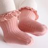 Baby Sweet Lace Girls Socks Anti Slip Adhesive Point Solid Color Cotton Infant Girls Socks Breathable Kids Girls Floor Socks