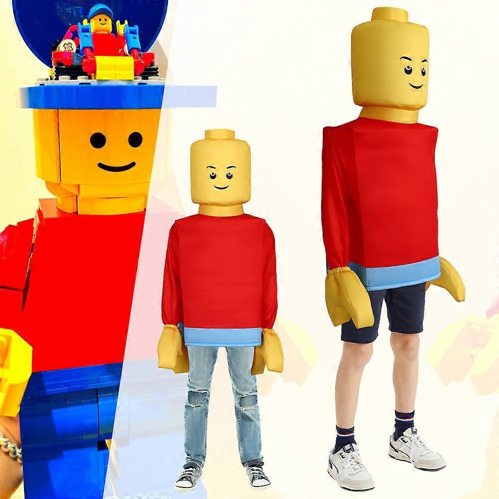 Костюм Косплей Человечка Lego на Хэллоуин Смешной Наряд для Вечеринки Переодеваний Сценического Выступления для Детей Взрослых