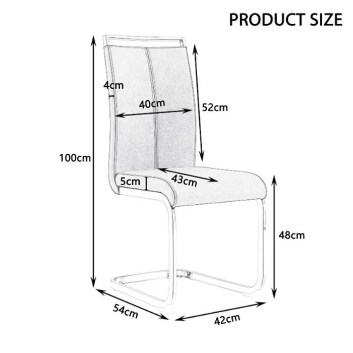 Chaise - MUVOE - Luge - Métal chromé - Cuir souple - Lot de 4