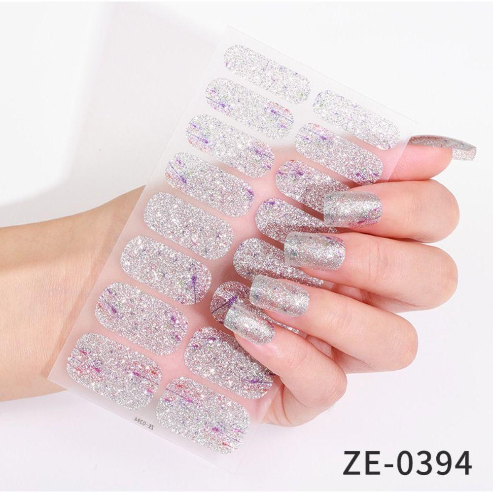 5Sheets Gradient Colors Gel Nail Polish Strips Glittering Gel Full Nail Wraps  DIY NAil Art Making