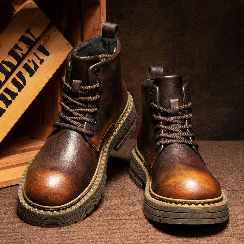 Модные горячие осенние и зимние мужские ботинки ретро классика британский стиль повседневные уличные мотоциклетные качественные деловые офисные кожаные ботинки