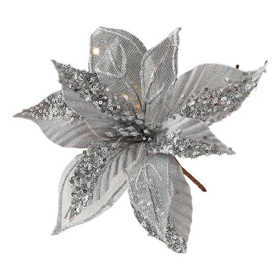 11" Рождественские Искусственные Цветы Блестки Пайетки Пуансеттия Цветок Ткань Искусственные Цветочные Пики для Украшения Рождественской Елки Свадьба День Рождения Венок Декор