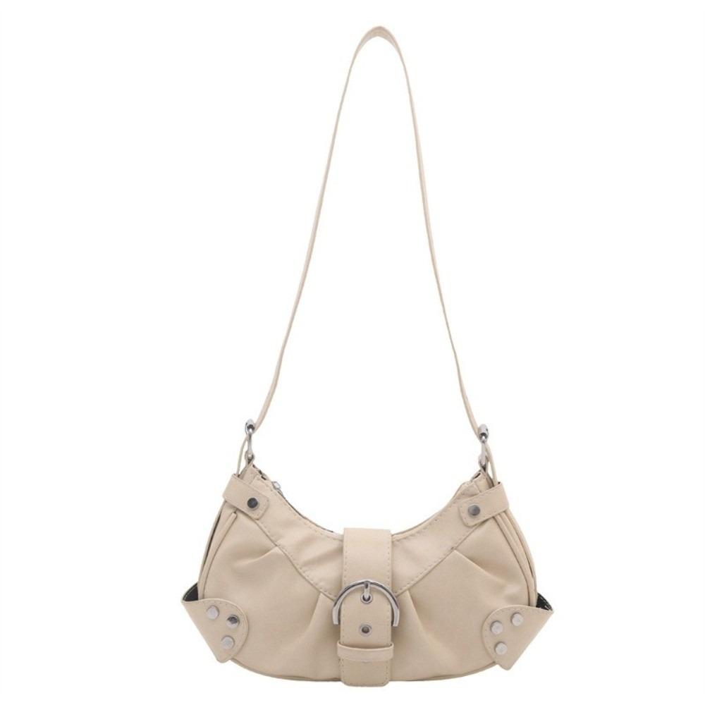 Solid Color Buckle Underarm Bag Pleated Spicy Girl Handbag Fashion Y2k Shoulder Bag Travel
