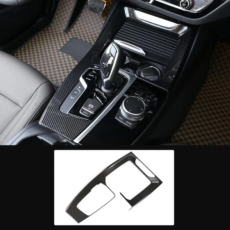 Углеродное волокно, авто интерьер, ручка переключения передач, крышка мультимедийной кнопки, панель, накладка, наклейка, автомобильные аксессуары для BMW X3 G01 X4 G02 2018