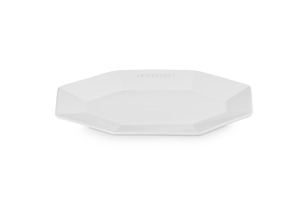 Le Creuset Octagonal Plate, 28cm, White, Heat and Cold Resistant, Microwave and Oven Safe [Official Japanese Product]