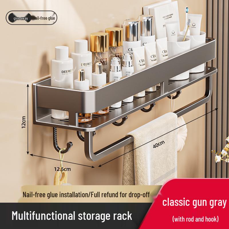 Настенная полка для ванной без сверления и органайзер для косметики