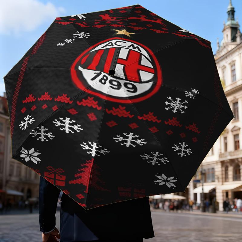 1 шт. Складной зонт с принтом AC Milan, автоматический зонт с 8 спицами для путешествий, кемпинга. Подарки для фанатов, Рождественские подарки