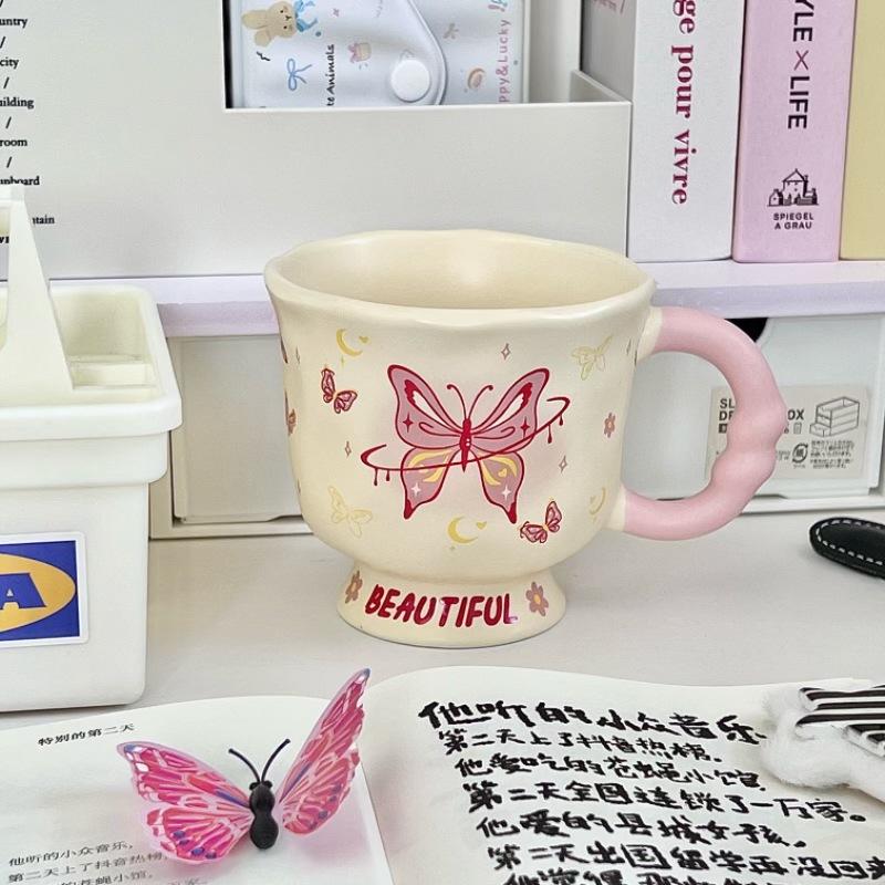 Birthday Gift for Girlfriends, Girl's Heart Butterfly Mug, High-value Ceramic Water Cup, Girl's Souvenir Gift Box.
