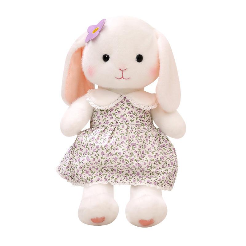 Floral Dress Colorful Emily Rabbit Plush Toy With Soft Pp Cotton Filling For Children