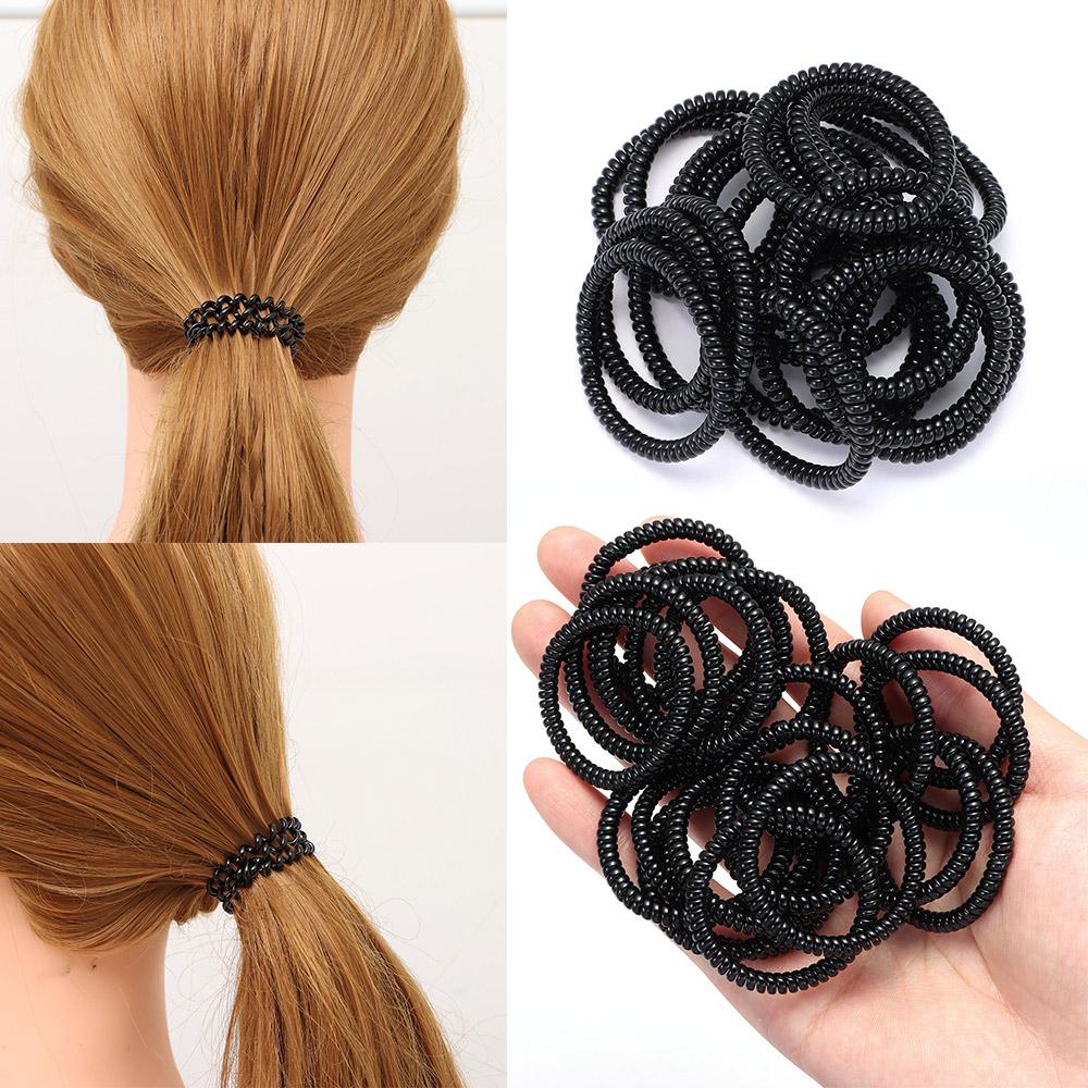20pcs Women Super Thin Girls Telephone Wire Rubber Hair Ropes Ponytail Holder