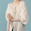 Summer Women's Cardigan Shirt Casual Solid Color Blouse Waist Loose Button Blouse