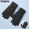 WTEMPO Мужские однотонные холодостойкие перчатки с закрытыми пальцами, зимние теплые перчатки для езды на велосипеде, кашемировые вязаные перчатки с сенсорным экраном, перчатки с двумя пальцами