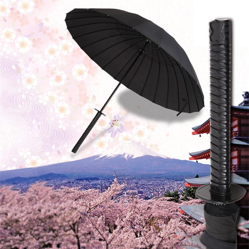 New Creative Long Handle Large Windproof Samurai Sword Umbrella Japanese Ninja-like Sun Rain Straight Umbrellas Automatic Open