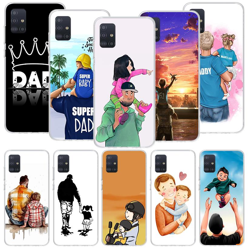 Чехол для телефона "Папа и девочка/мальчик" для Samsung Galaxy A52 A32 A22 A12 A02S A50S A30S A51 A31 AA71 Note 20 Ultra 10 S10 Plus Galaxy