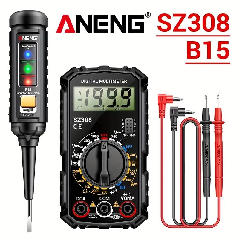 Multimeter Tester Pen Suit ANENG SZ308+B15 Multimeters 1999 Counts 24-250V Voltage Detector Meter Diagnostic Breakpoint Finder
