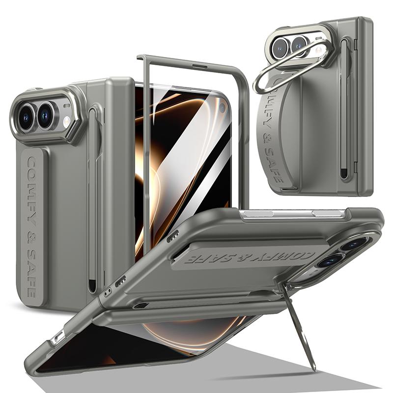 High Quality Matte PC Case for IPhone Duo with Wrist Strap Stylus Pen HD Screen Film Lens Frame Kickstand Hinge Protection Cover