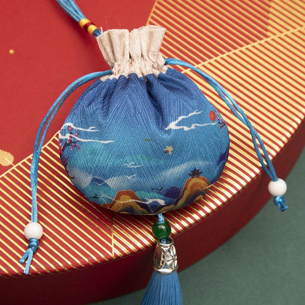 Flower Cloth Necklaces Case Chinese Style Storage Bag Women Jewelry Bag Empty Sachet Purse Pouch