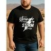 Европейский размер STRONGER THAN STORM Мужская футболка с принтом и коротким рукавом, Повседневная офисная футболка с принтом, Высококачественная футболка из чистого полиэстера