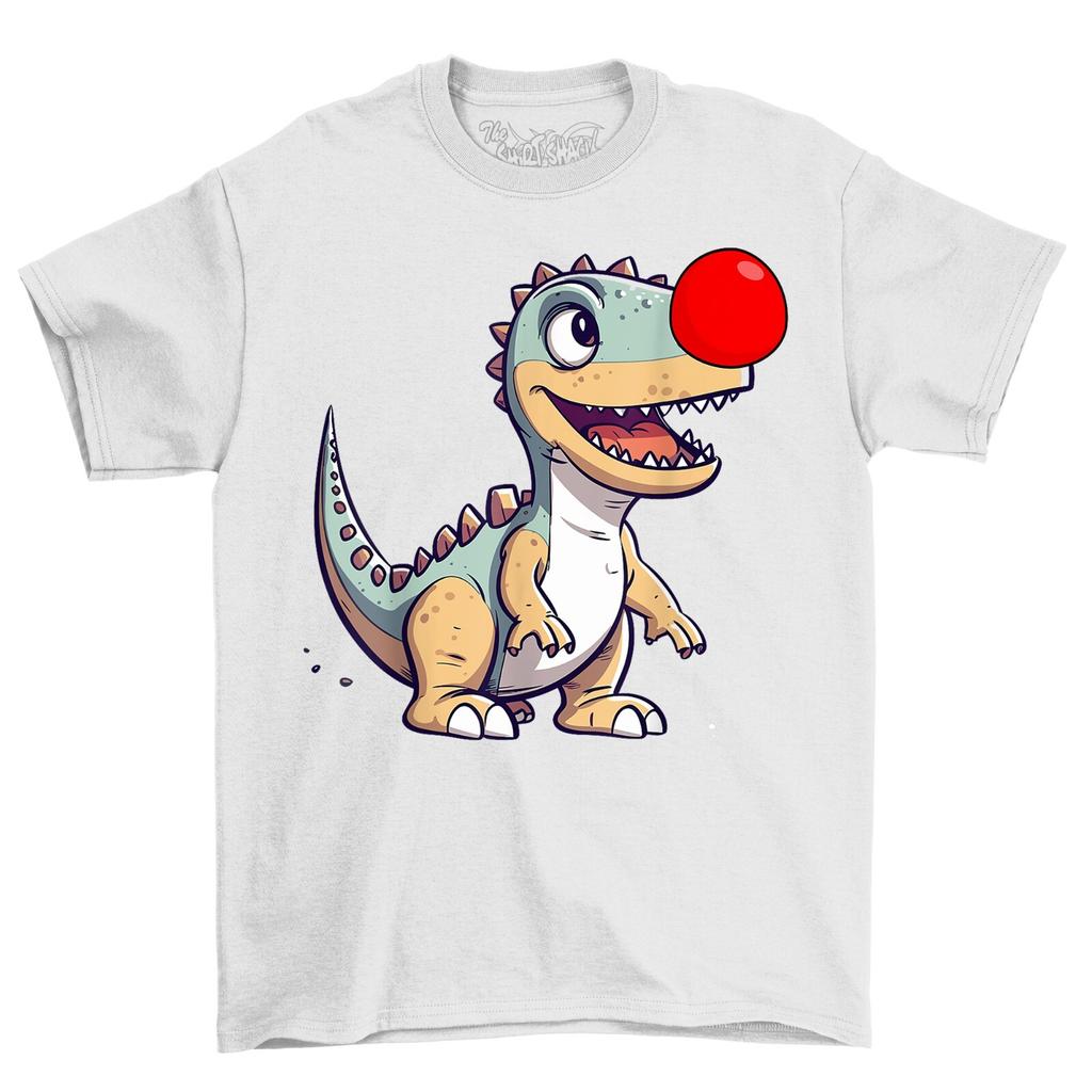 Cute Dinosaur Red Nose Novelty Funny T-Shirt Mens Womens Tees Top Adults and Comedy Tee Shirt