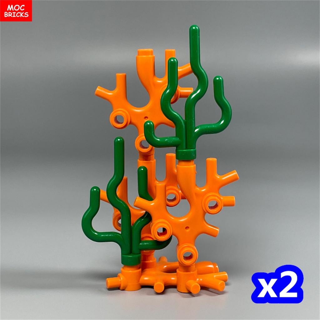 MOC Bricks Ocean Animal Plant Coral Sea Scene Shark Octopus Manta Fish Clownfish Building Blocks Toys Children Gift