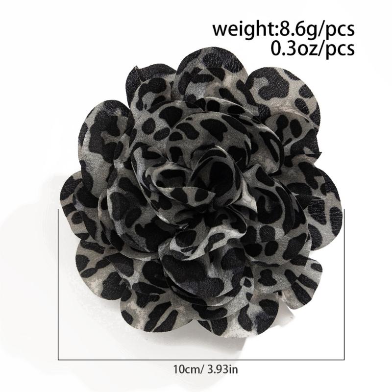Леопардовый принт Цветок Утконос Клипса Брошь Преувеличенный цветочный корсаж Универсальный модный аксессуар для женщин