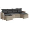 6 Piece Garden Sofa Set with Cushions Light Grey Poly Rattan