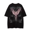 Abstract Wing Angel Pattern Printed Short Sleeved T-shirt for Men's Summer Casual American High Street Round Neck Sports T-shirt