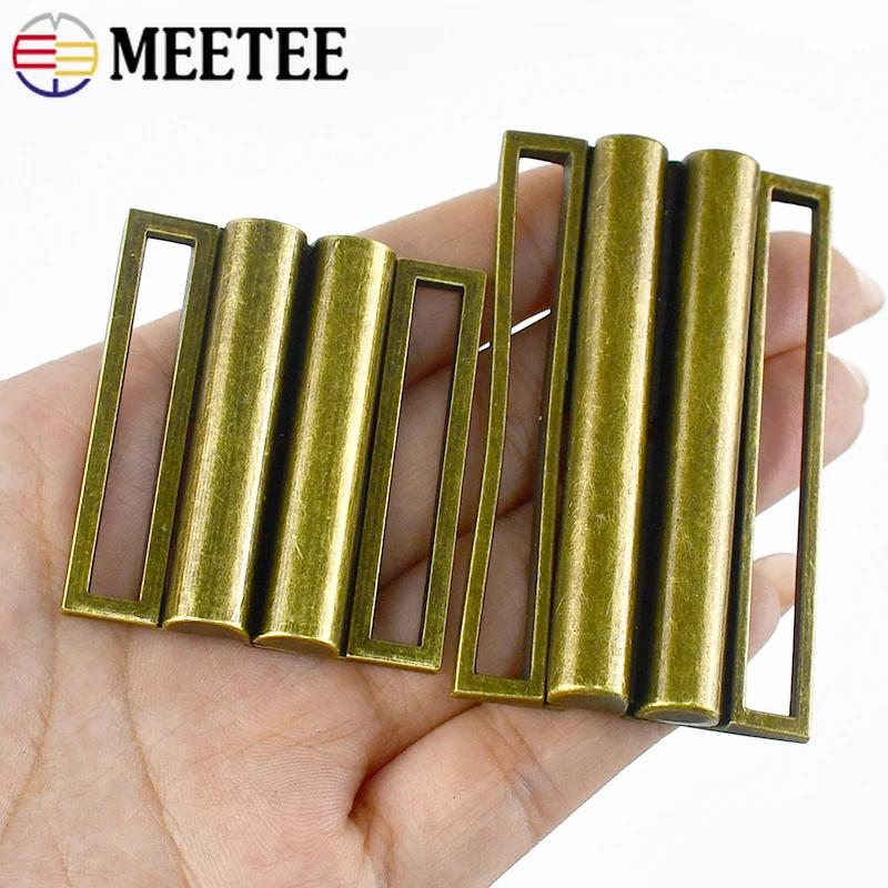 2/4Pcs Meetee 30-80mm Metal Belt Buckle Decorative Adjust Clasp Waistband Buckles for Women Coat DIY Sewing Hardware Accessories