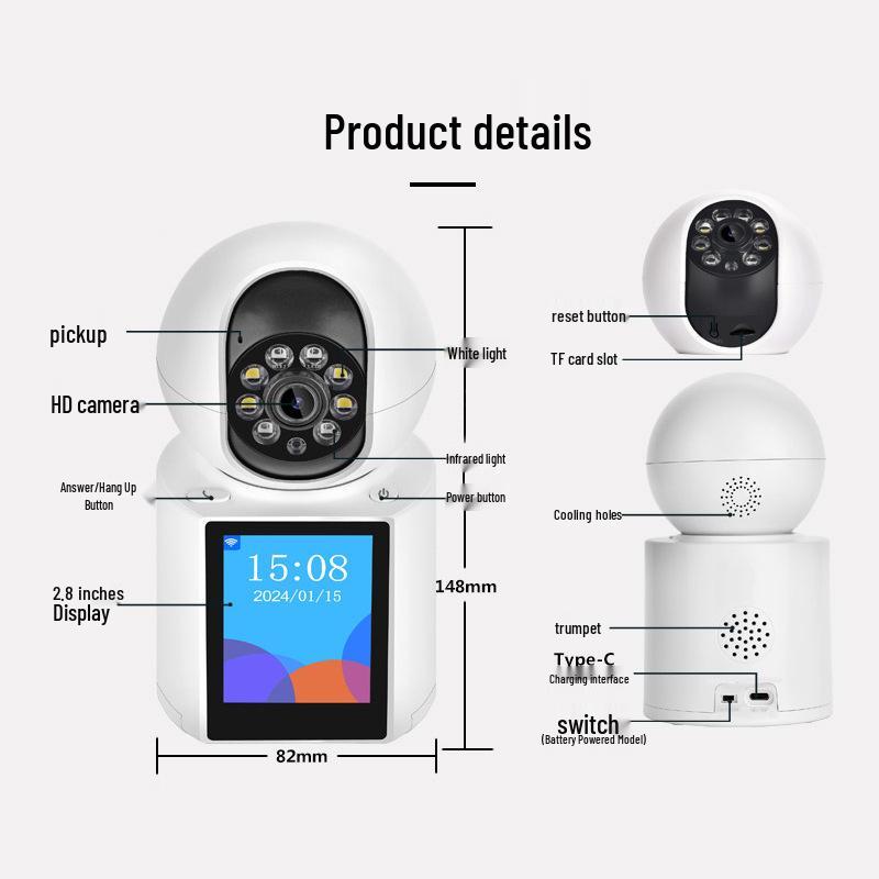 Two-Way Indoor HD Wireless Video Call Camera with Remote WiFi Monitoring