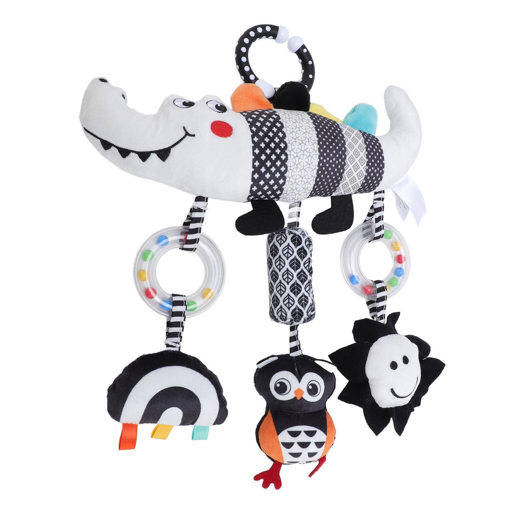 Подвесная игрушка для детской коляски, черно-белый колокольчик, съемная мягкая игрушка в виде милого животного, подвесная погремушка
