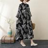 2025 Женское длинное весеннее платье больших размеров, свободное платье, базовое повседневное макси-платье с праздничным принтом, винтажное