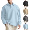 Men's Textured Jacquard Solid Color Button-down New Polo Shirt Lapel Long-sleeved Loose Sweater