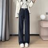 Wide Leg Pants Autumn and Winter Women's Pants Fleece-lined Thickened Warm Cotton Pants Straight Pants