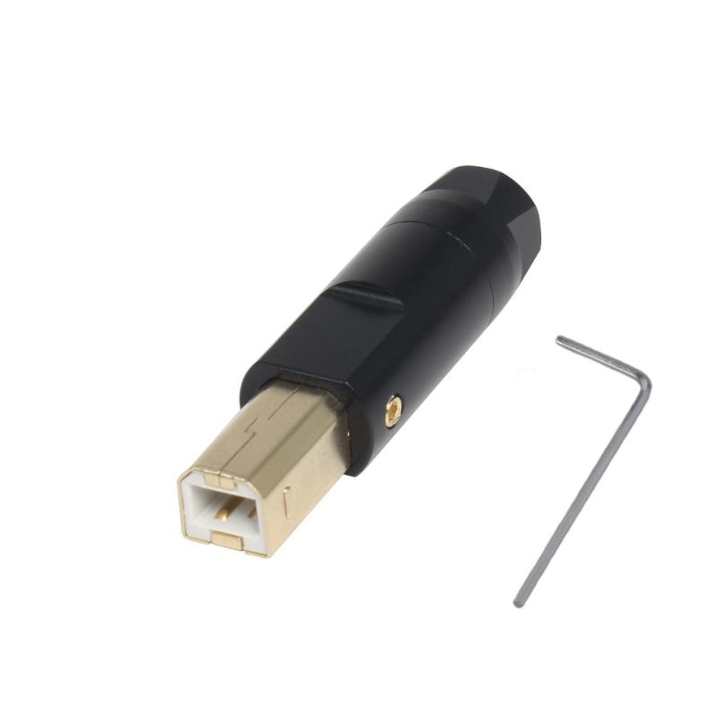 Корпус разъема USB Type-B с позолоченным разъемом из алюминиевого сплава, отверстие 6 мм для ремонта кабелей данных принтера