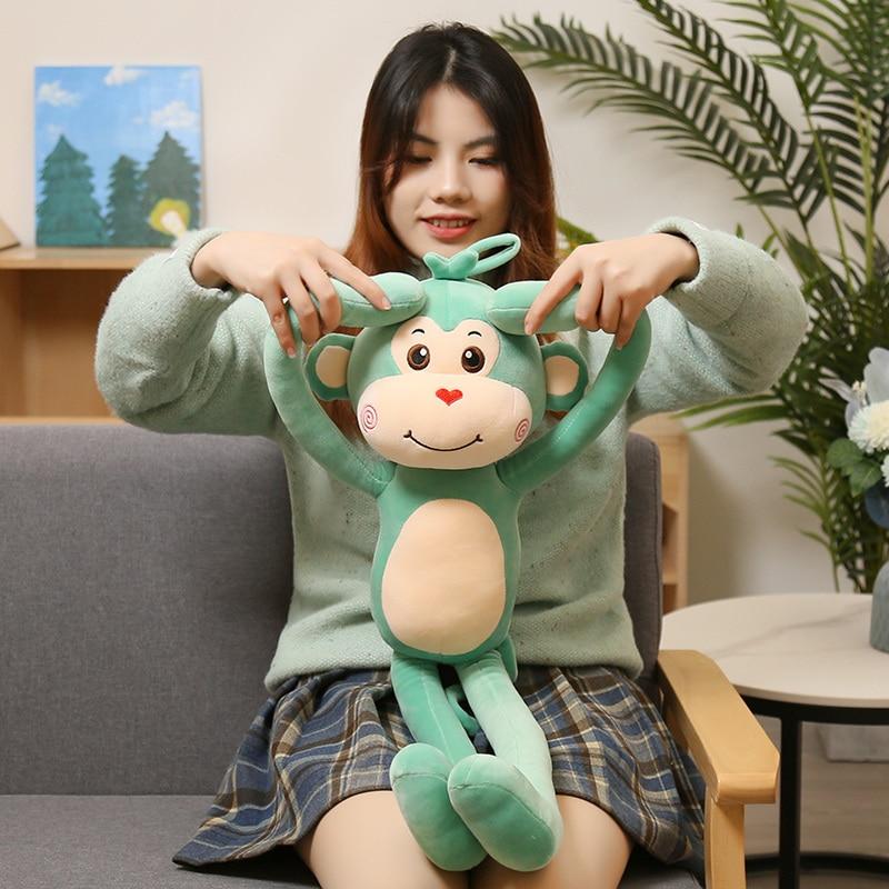 50 /130cm Cute Large Hanging Hook And Loop Hand Monkey Plush Toys Stuffed Lion Tiger Animal Knitted Boys Baby Doll Birthday Gift